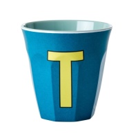 Alphabet Melamine Cup Letter T on Blue by Rice DK